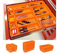 42 Pack Tool Box Organizer Tool Tray Dividers, Rolling Tool Chest Cart Cabinet Workbench Desk Drawer Organization and Storage for Hardware, Parts, Screws, Nuts, Small Tools Organization(Orange)