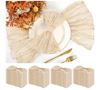 42 Packs Gauze Cheesecloth Napkins 20 x 20 Inch Beige Wrinkled Dinner Napkins, Light Brown Rustic Boho Soft Cloth Napkin for Wedding Party Event Dinner Table Decoration