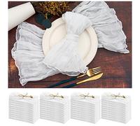 42 Packs Gauze Cheesecloth Napkins 20 x 20 Inch White Wrinkled Dinner Napkins, Rustic Boho Napkins Soft Cloth Napkins for Wedding Party Event Dinner Table Decoration