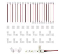 42 Pcs 3528 2835 2Pin 8mm LED Strip Light Connector Kit, 10x Jumper,10x LED Strip Connector, 10x Gapless, 10x L and 2x T Shape Connectors for Single Color SMD LED Light Strips Extension and Connection