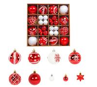 42 Pcs Christmas Baubles, Red and White Shatterproof Xmas Baubles Christmas Tree Decorations Large Balls Ornaments Hanging Decorations for Xmas Holiday Party Home (Red White, 42Pcs)