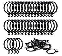 ANJUU 36 Pack 38mm Inner Diameter Metal Curtain Drape Sliding Eyelet Rings Black Tone