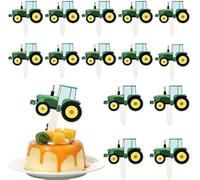 42 Pcs Green Tractor Cupcake Toppers Farm Tractor Truck Car Cupcake Picks for Baby Shower Birthday Party Decorations, Cooking and Baking