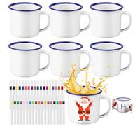 42 Pcs Painted Mug Kit Bulk 12 oz Enamel Mugs with Handle Color Your Own Cups White Enamel Mug Vintage Round Water Milk Tea Mugs DIY Coffee Cup for Craft Decor Drinking Christmas Mothers Fathers Day