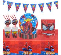 42 PCS Party Tableware Set, Party Decorations with Plates Cups and Napkins Tablecloth Kids Happy Birthday Decorations Supplies Favors for 10 Guests