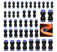 42 Pcs Pneumatic Straight Push Connectors, Quick Connect Air Hose Fittings for 4/6/8/10/12/14mm Tubing, Straight Union Push Reducers for Air Hose Connection
