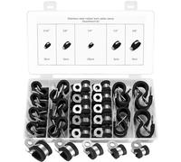 42 Pcs Rubber Lined P Clips, Stainless Steel Pipe Clips, Metal Hose Pipe Clamps, Hose Clamps, Wire Cable Clamp, 6mm 8mm 9mm 13mm 16mm