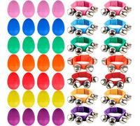 42 Pcs Shaker Musical Instruments Set Include 28 Pcs Colorful Egg Shaker and 14 Pcs Wrist Hand Band Jingle Bells for Musical Learning Toy Birthday Gift Christmas Party Favors , 7 Colors