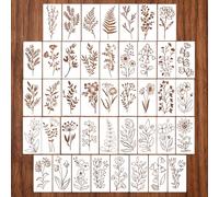 42 Pcs Stencils for Painting, 7.5cm Reusable Flower Stencils for Walls, Scorch Paint Stencil for DIY, Furniture, Wood, Floor, Scrapbooking