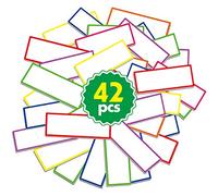 42 PCs Thickened Magnetic Dry Erase Reusable Name Tag Label Plate Rainbow Neon Sticker in 7 Colors for Whiteboards Locker Fridge School Office Home (3.2" x 1.2" Each)