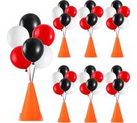 42 PCS Traffic Cones and Racing Car Balloons Set 6 Racing Party Orange Traffic Cones With Hole on Top & 36 Red Black White Balloons for Kids Race Car Birthday Baby Shower Table Centerpiece Decorations