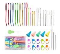 42 Pcs Yarn Needles Set, Assorted Large Eye Bent Tapestry Needles Wool Needle Nylon Thread Needles Hand Sewing Needles with Stitch Markers for Knitting Crochet Quilting Weaving Crafts