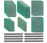 42-Piece Double-Sided Protoboard Kit, FR4 PCB Board with 6 Sizes (2x8 to 7x9 cm), 2.54mm Pitch, Includes 8x40Pin Headers - for Arduino DIY Electronics