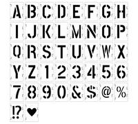 42-Piece Letter Stencils Set, 15 cm Reusable Letter Stencils, Vintage Letters Made of Plastic Alphabet Stencil for Wooden Signs, Painting, DIY and Crafts (6 Inches)
