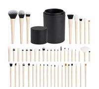 42-Piece Makeup Brush Set, Wood Handle, 42 brushes with black large barrel | Wool Fiber s, Brush Accessories, Studio, For General Public