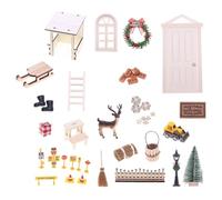 42 Piece Small Wooden Cottage Holiday Display Set For Tiny Homes With Renewable Materials And Simple Assembly Creative Christmas Scene Decoration