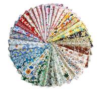 42 Pieces Cotton Fabric 10" x 10" Square Non Repeat Cake Toppers Pre-Cut Multicolor Printed Floral Fabric for Sewing, Quilting and Scrapbooking