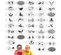 42 Pieces Face Paint Stencils Kit for Kids Adult, Body Painting Template for Party Holiday Halloween Makeup Art Painting, Reusable Soft Tattoo Temporary Stencils for Children
