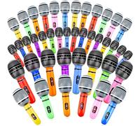 42 Pieces Inflatable Microphones Bulk Large Blow up Microphone Assorted Colors Inflatable Microphone Pretend Play Microphone Inflates for Birthday 80s 90s Musical Concert Party Supplies, 2 Styles
