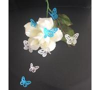 42 Pre-cut Beautiful Edible Lace Butterflies; 2 Mixed colours; Choose Your Colour; 2 Sizes; 3D Wafer Paper Birthday Wedding Etc Cake/Cupcake Topper/Decoration (B. Blue & White)