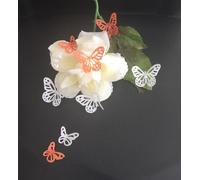 42 Pre-cut Beautiful Edible Lace Butterflies; 2 Mixed colours; Choose Your Colour; 2 Sizes; 3D Wafer Paper Birthday Wedding Etc Cake/Cupcake Topper/Decoration (F. Orange & White)