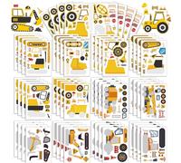 42 Sheets Make Your Own Construction Stickers Make A Face for Kids Toddlers with Trucks DIY Craft Stickers Kids Truck Themed Birthday Truck Party Supplies