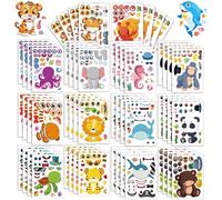 42 Sheets Make Your Own Ocean&Safari Animals Make A Face Stickers for Kids Toddlers with 14 Designs DIY Craft Stickers Kids Party Favor Supplies Crafts