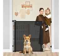 42" Tall X 60" Wide Retractable Baby Gates Extra Tall Pet Gate for Doorways Tall Dog Gate for Kids and Pets Extra Tall Cat Gate for Hallway Adjustable Mesh Gate Indoor Outdoor (Black)
