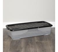 42 Under Bed Clear Stackable and Nestable Storage Box with Black Lid