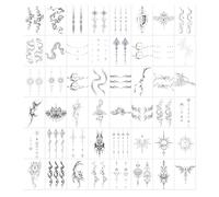 42 Unique Long, Plain-Colored Ribbon Tribal Totem Tattoo Stickers For The Back, Waist, And Abdomen.