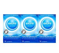 42 x Exure Condoms | Natural | Ribbed | Flavoured | Pleasure | Extra Fun | Elite Feel | Rubber Latex (Natural Pleasure, 3 x Packs (42 Condoms))
