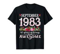 42 Year Old Awesome September 1983 Floral 42nd Birthday Tees T-Shirt