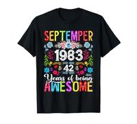 42 Year Old Floral September 1983 42nd Birthday Gifts Women T-Shirt