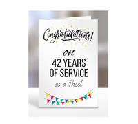 42 years of service card for priest, work anniversary, employee, colleague, boss, retirement, leaving, present, gifts, men, women, congratulations on 42nd, A5-311_42