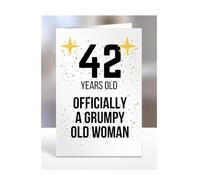 42 Years Old, Officially a Grumpy Old Woman Card, Funny, Joke, Gift, 42nd Happy Birthday, Presents for Mum, Mummy, Grandma, Wife, Aunt, Her, Female, A5-164_85