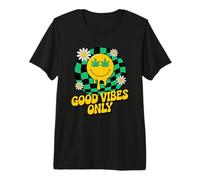 420 Good Vibes Melting Smile Weed Cannabis Retro Stoner Premium T-Shirt