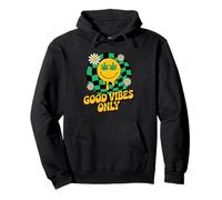 420 Good Vibes Melting Smile Weed Cannabis Retro Stoner Pullover Hoodie