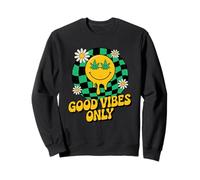 420 Good Vibes Melting Smile Weed Cannabis Retro Stoner Sweatshirt