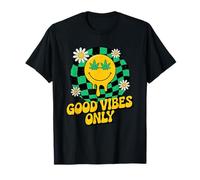 420 Good Vibes Melting Smile Weed Cannabis Retro Stoner T-Shirt