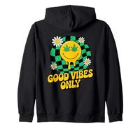 420 Good Vibes Melting Smile Weed Cannabis Retro Stoner Zip Hoodie