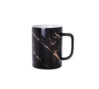 420 ML Gold Marbled Ceramic Coffee Cup Nordic Minimalist Ceramic Mug with Handle Couple Cup Office Tea Cup Household Milk Cup,B,11.5 * 11.5 CM