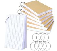420 Pcs Flash Cards Revision Study Cards Blank White,5x3 Inch(12.7x7.6cm) Ruled Index Cue Card Kraft Paper with Metal Binder Ring Double Sided Flshcards for Study Review Work Record