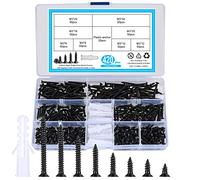 420 Pcs M3 Cross Flat Head Self-Tapping Screws, Carbon Steel Wood Self-Drilling Screws Assortment Kit, with 20 Pcs M6 Plastic Anchors - Black; 6mm/8mm/10mm/12mm/16mm/20mm/25mm/30mm