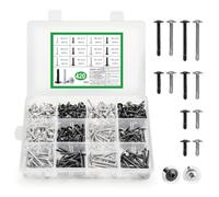 420 Pcs Self Tapping Screws Metal, Truss Cross Head Black Sheet Metal ScrewsWafer Head Self Drilling Screws for Metalwork Plastic Wood Furniture Drywall(M4.2, Black, Silver)