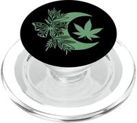 420 Pot Leaf Weed Marijuana New Age Moon Butterfly Green PopSockets PopGrip for MagSafe