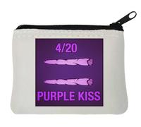 420 Purple kiss Neoprene Coin Purse Pouch 10x11cm White