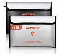 4200°F Fireproof Money Bag for Cash -Heat Insulated, 9.8 x 6.5" Fireproof Document Bag with Waterproof Zipper, Small Fireproof Bag Set with Reflective Strip and Fireproof Edging for Valuables