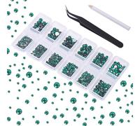 4200 Pieces Flat Back Emerald Nail Art Rhinestones for Nail Art Decorations, Round Crystal Gems Stickers for Clothes and Craft, 1.5 mm - 4.8 mm, 6 Sizes