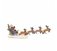 4205-000 Xmas Fibre Optic Santa in Sleigh with Reindeer - 3xAAA Battery-Operated LED Christmas Decoration, 10 Coloured Diodes