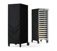 420D Heavy-Duty Bakery Rack Cover with PVC Transparent Panel and Ventilation, Moisture Protection for 20-Tier Bread and Bun Pan Racks, Black(23 x 28 x 32 inches)